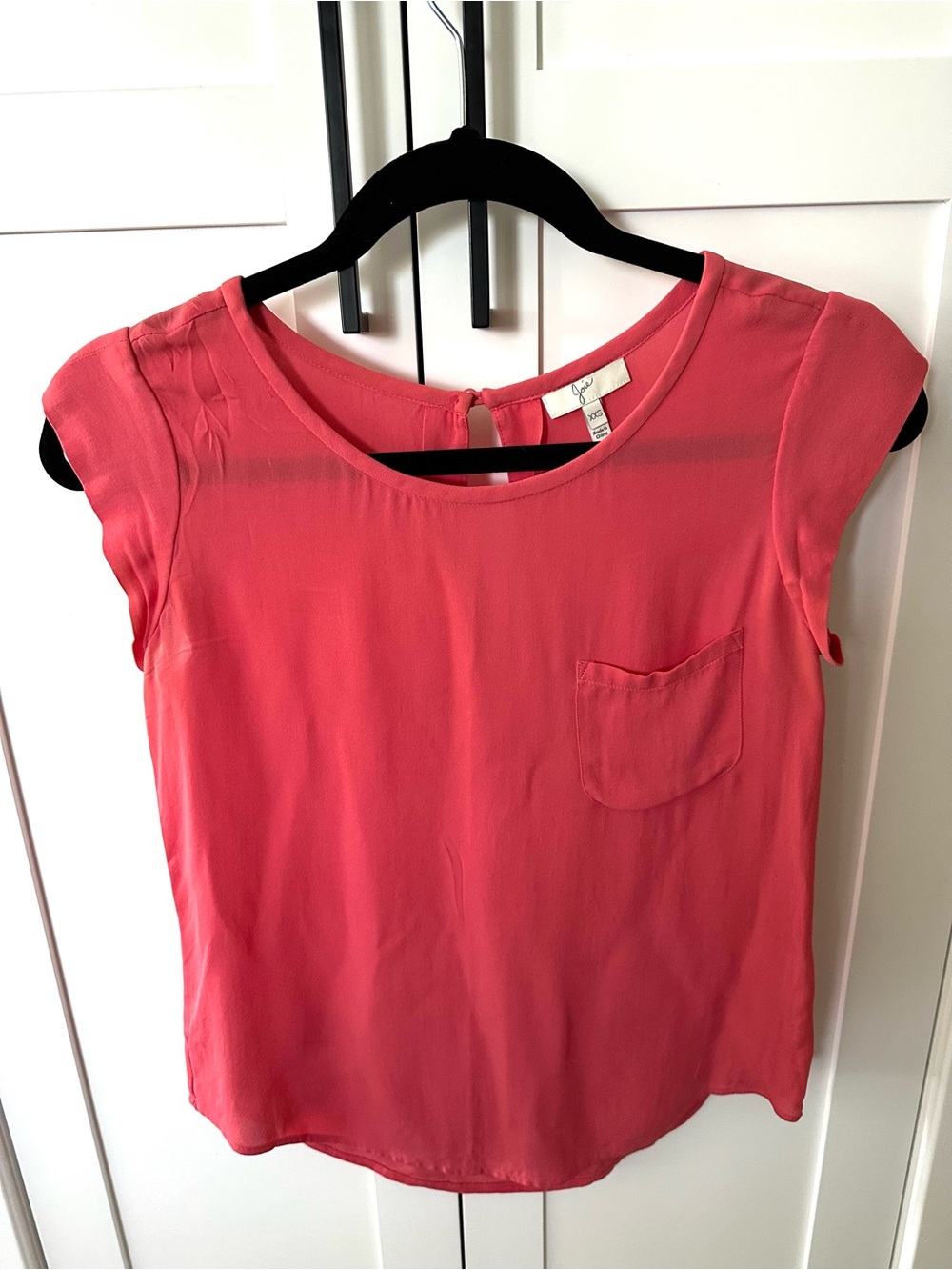 Joie Silk Cap-Sleeve Pocket Blouse